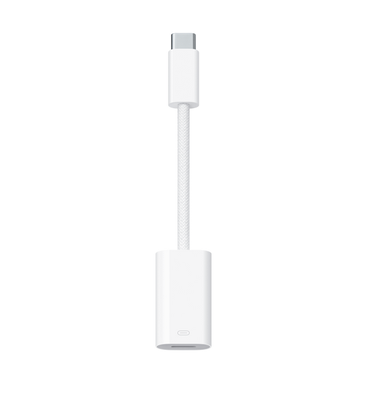 USB-C to Lightning Adapter, USB-C connector, braided cable, Lightning port.