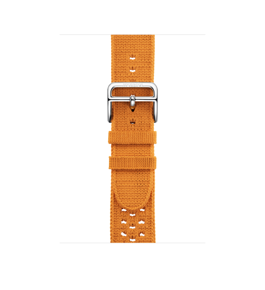 Orange Tricot Single Tour band, woven textile with silver stainless steel buckle.