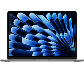 13-inch MacBook Air (M3), open, thin bezel, FaceTime HD camera, raised feet, curved edges, Midnight