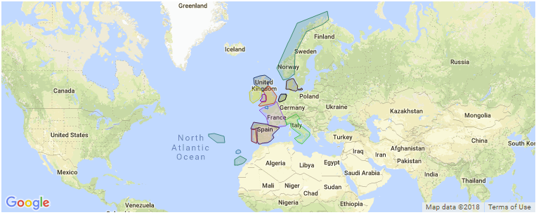 Europe surf map