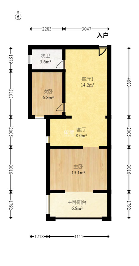 宝华海景  2室1厅1卫    138.0万