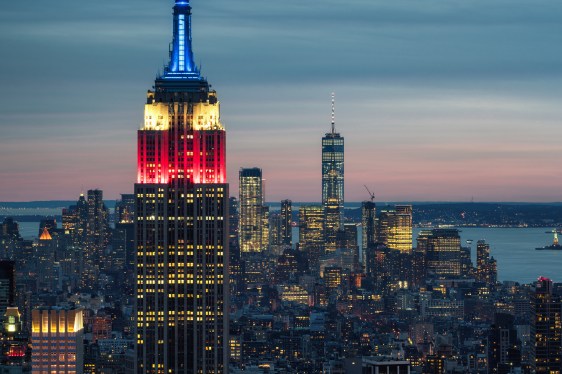 Empire State Building with American colors