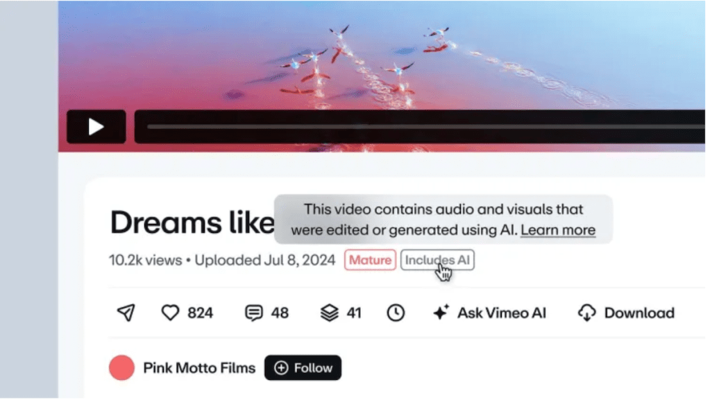 Vimeo joins YouTube and TikTok in launching new AI content labels