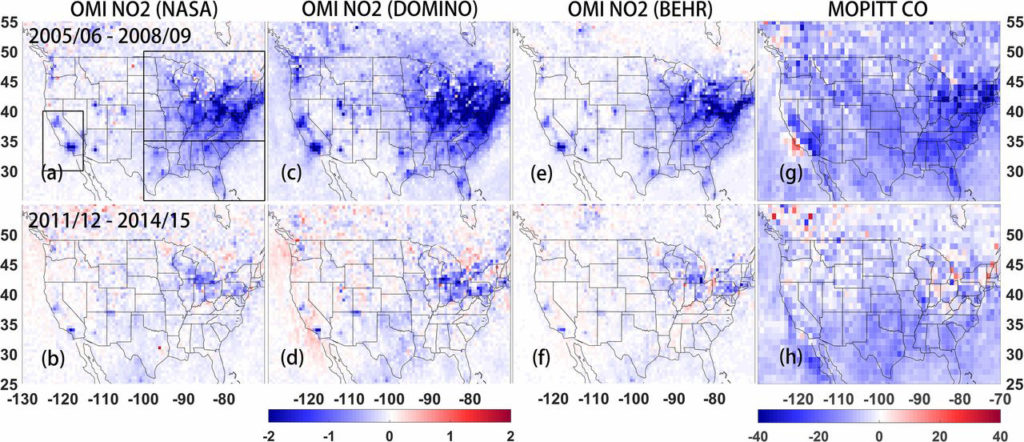 NO2 and CO mean differences maps