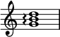 
{
\override Score.TimeSignature #'stencil = ##f
\relative c'' { 
  \clef treble 
  \time 4/4 
  <g b d>1\arpeggio
} }
