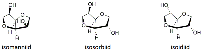 Isoheksiidid Fenouillot, F.; Rousseau, A.; Colomines, G.; Saint-Loup, R.; Pascault, J.-P. Polymers from renewable 1,4:3,6-dianhydrohexitols (isosorbide, isomannide and isoidide) – A review. Progress in Polymer Science 2010, 35, 578–622.