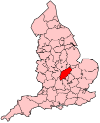 Letak Northamptonshire di Inggris