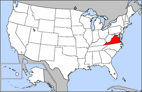 Map of the United States with Virginia highlighted