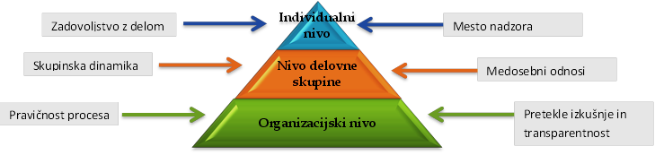 Prikaz nivojev sprememb (Devos, Vanderheyden in Van den Broeck, 2002)