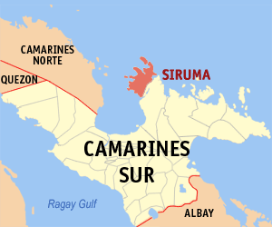 Mapa han Camarines Sur nga nagpapakita kon hain nahamutang an Siruma