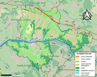 Carte en couleurs présentant l'occupation des sols.