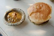 Aloo puri, a typical morning snack in Varanasi, India