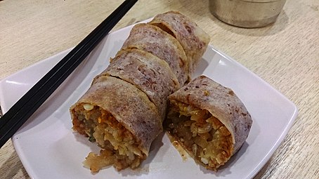 Popiah découpé.