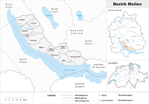 Karte von Beziak Meilen Bezirk Meilen