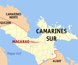 Mapa ng Camarines Sur na nagpapakita sa lokasyon ng Magarao.