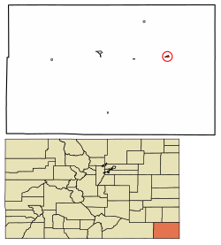 Location of Walsh in Baca County, Colorado