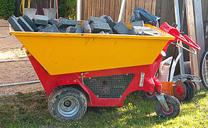 Wheelbarrow with motor.