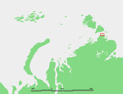 Location of Cape Chelyuskin at the northern end of the Taymyr Peninsula