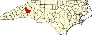 Map of North Carolina highlighting Burke County