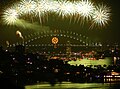 Focs artificials sobre el pont per celebrar l'Any Nou de 2008.