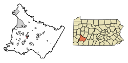 Location of Southwest Greensburg in Westmoreland County, Pennsylvania.