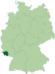 Localisation de la Sarre (en vert foncé) à l'intérieur de l'Allemagne