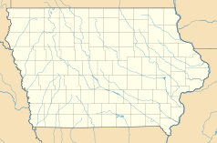 Mapa konturowa Iowa, po prawej znajduje się punkt z opisem „New Liberty”