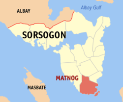 Mapa ng Sorsogon na nagpapakita sa lokasyon ng Matnog.