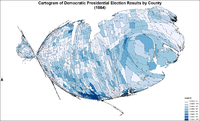 Cartogramma dei risultati del Partito Democratico per contea