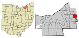 Location in Cuyahoga County and the state of Ohio.