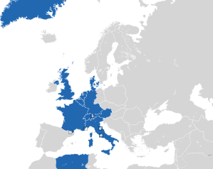 A coloured map of the countries of Europe