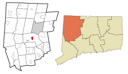 Litchfield's location within Litchfield County and Connecticut