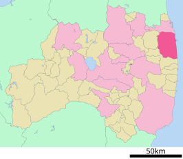 Situering van Minamisoma in de prefectuur Fukushima