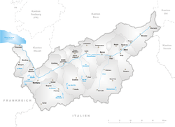 Map of the Canton of Valais