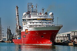 Fugro Saltire research ship in Southampton Docks