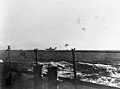 Enterprise hit by a 2nd bomb during Japanese air attack on August 24, 1942. Photographed from a neaby U.S. warship.