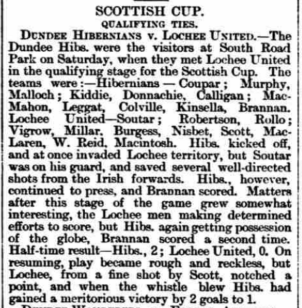 File:1895–96 Scottish Qualifying Cup 1st Round, Lochee United 1–2 Hibernian (Dundee), Dundee Courier, 2 September 1895.png