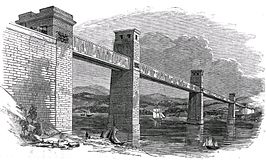 Britannia Bridge omstreeks 1852