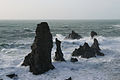 Aiguilles de Port-Coton à Belle-Île-en-Mer en France. Elles sont l'objet de plusieurs tableaux de Claude Monet.