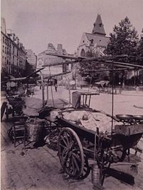 Vendeurs du marché Mouffetard, photo d'Eugène Atget (1910).