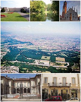 A collage showing different features of the city of Monza.