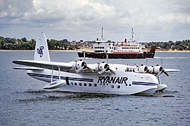 Sandringham flying boat moored off Hythe Pier