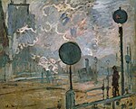 "La Gare Saint-Lazare à l'extérieur (le signal)" (1877) de Claude Monet - Niedersächsisches Landesmuseum Hannover (W 448)