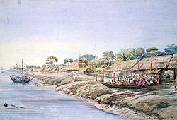 Watercolor of Henzada in 1855