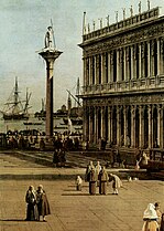 Canaletto: Libreria Marciana, Piazzetta, San Tedoro