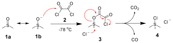 Pembentukan Dimetilklorosulfonium klorida.