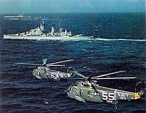 Två Sikorsky SH-3A Sea King-helikoptrar och Hr.Ms. De Zeven Provinciën (C802), 1967