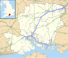 Mapa konturowa Hampshire, na dole nieco na prawo znajduje się punkt z opisem „Portchester”