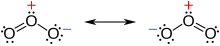 Resonance structures of ozone with lone pairs indicated