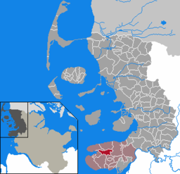 Läget för kommunen Poppenbüll i Kreis Nordfriesland